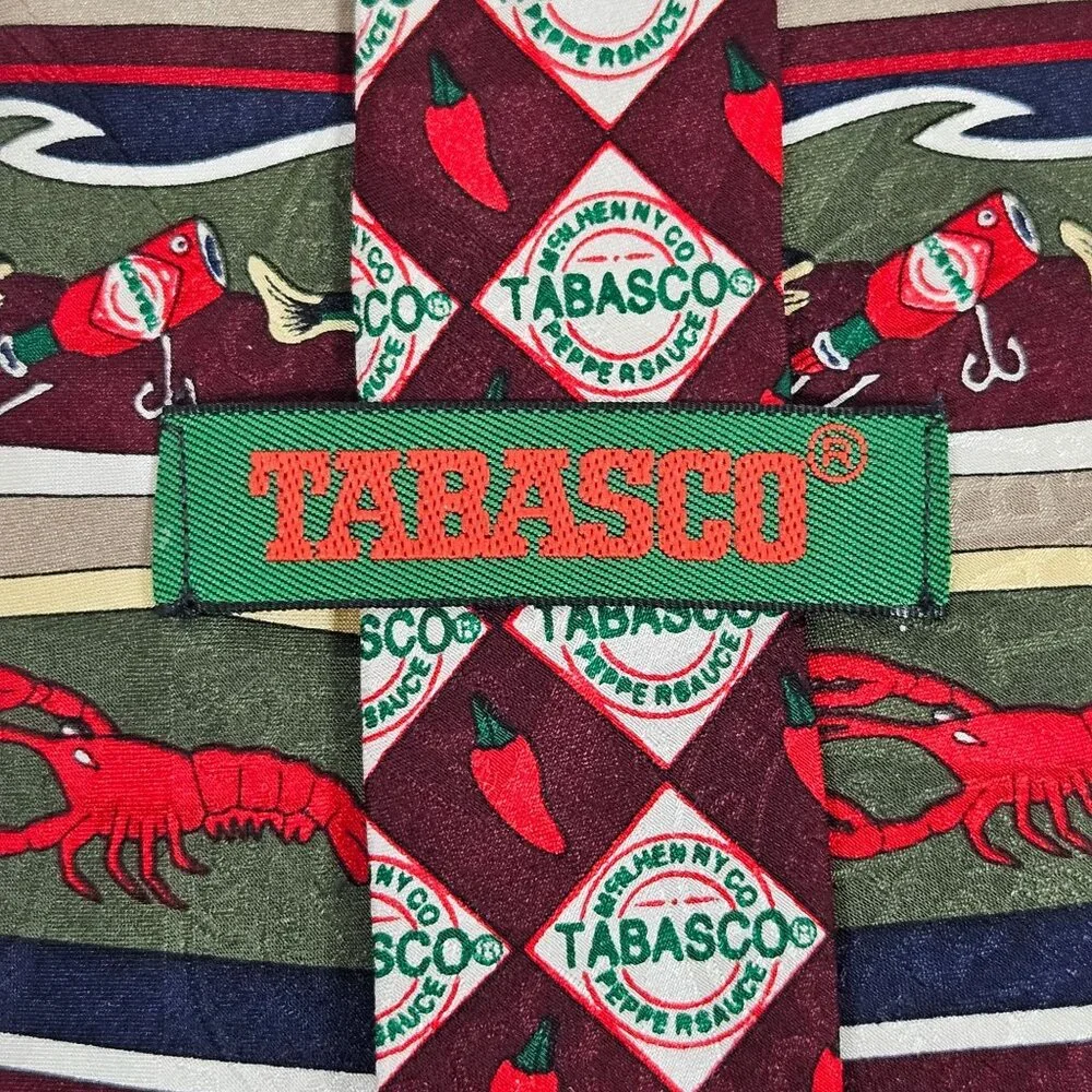 Tabasco Novelty Silk Tie Lobster Crab Alligator Peppers Red Green‎ Black Necktie